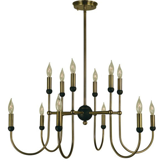 12-Light Antique Brass/Matte Black Nicole Chandelier - 4798 AB/MBLACK by Framburg