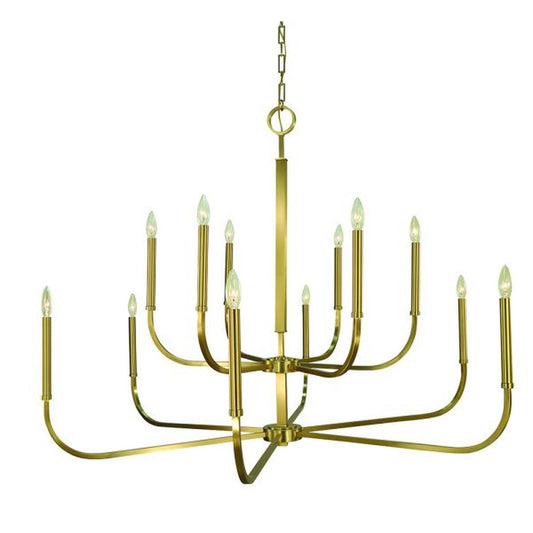 12-Light Brused Brass Manhattan Dining Chandelier - 5872 BR by Framburg