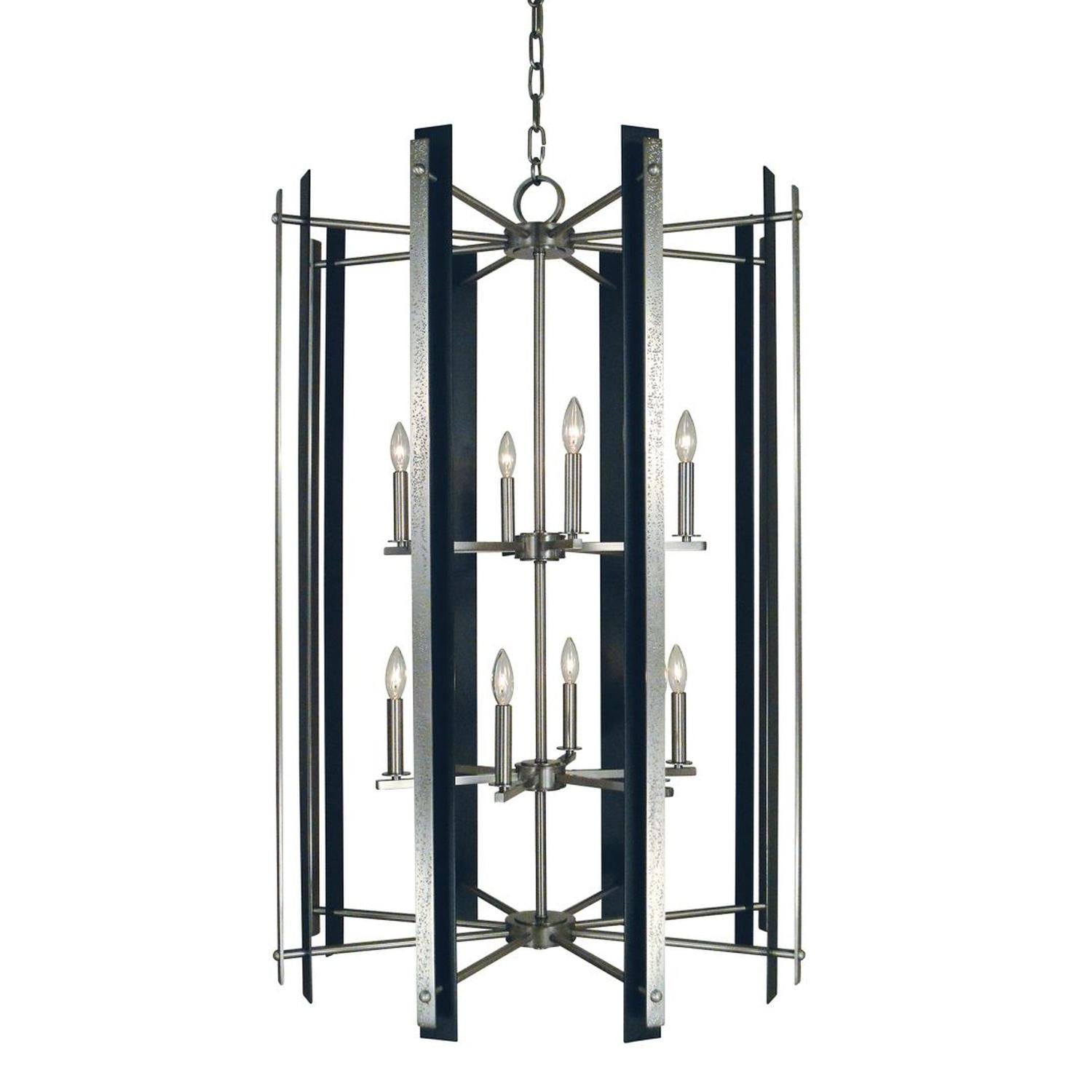 12-Light Brushed Nickel/Matte Black Bucolic Chandelier - L1062 BN/MBLACK by Framburg