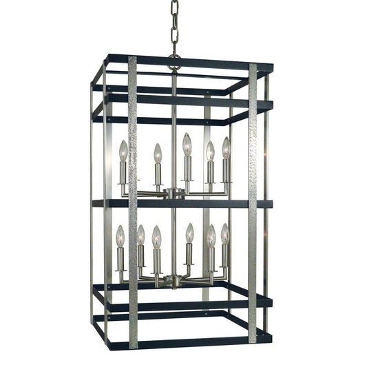 12-Light Brushed Nickel/Matte Black Montreaux Chandelier - L1032 BN/MBLACK by Framburg