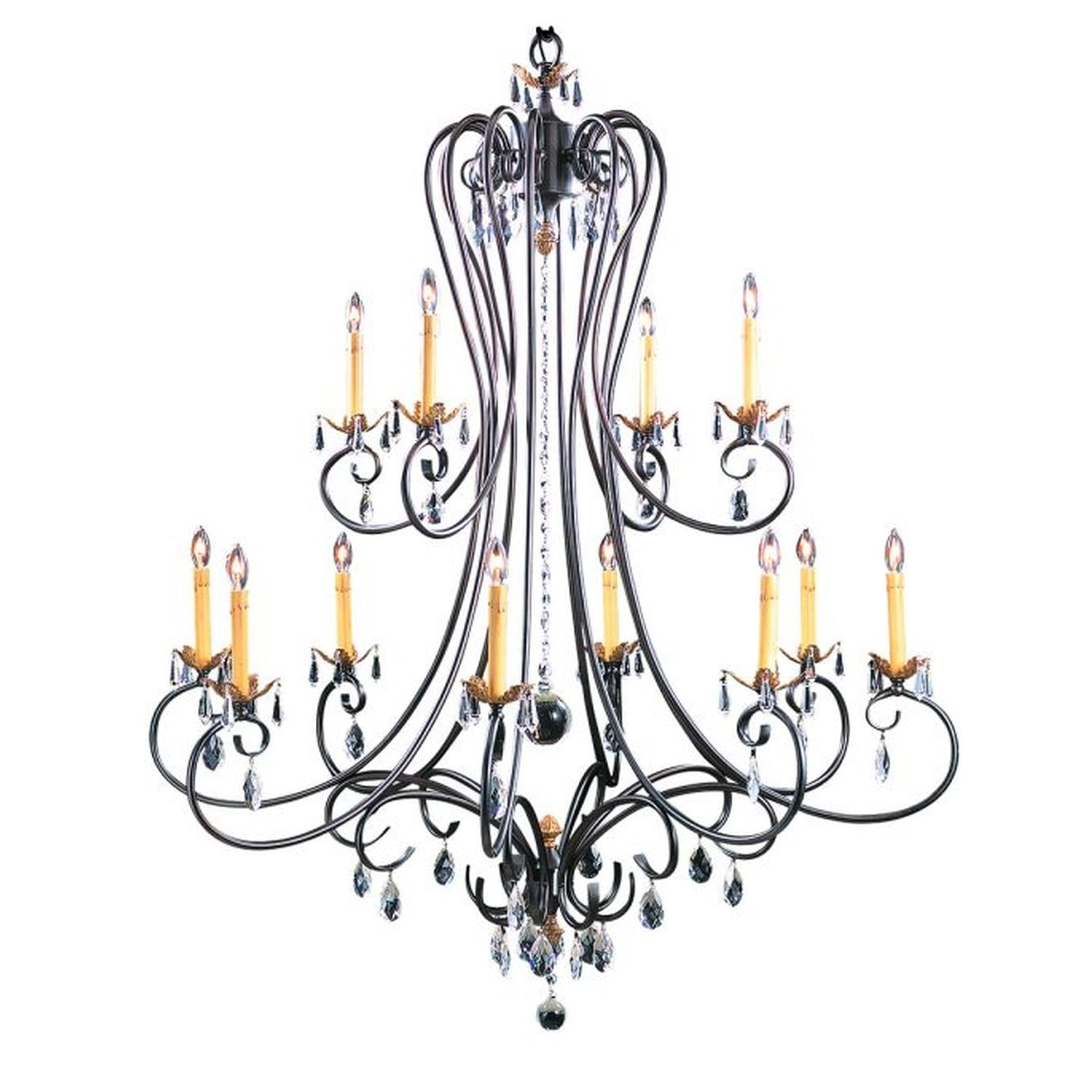 12-Light Mahogany Bronze Liebestraum Foyer Chandelier - 9907 MB by Framburg