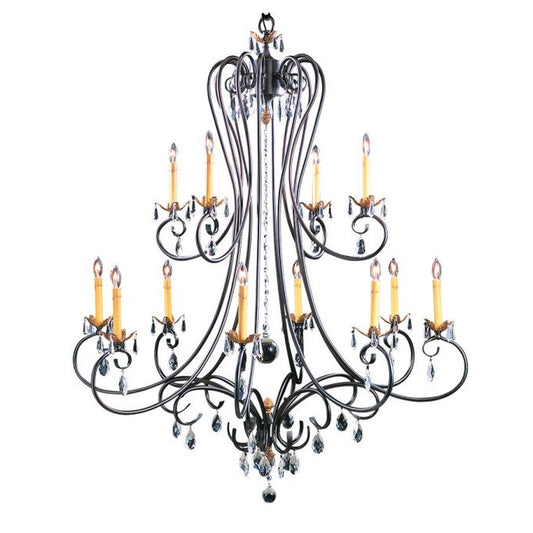 12-Light Mahogany Bronze Liebestraum Foyer Chandelier - 9907 MB by Framburg