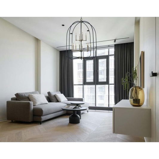12-Light Polished Nickel/Matte Black Boulevard Foyer Chandelier - 4932 PN/MBLACK by Framburg