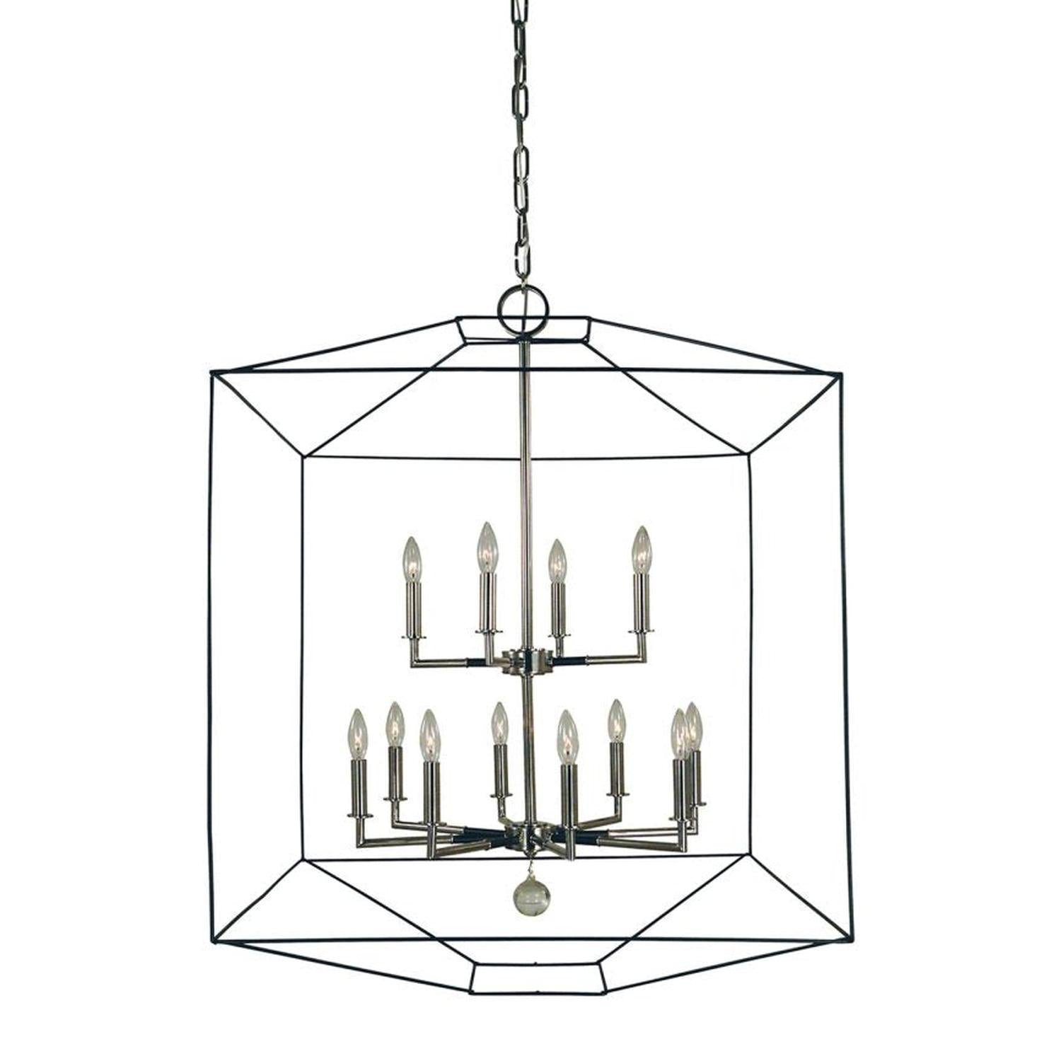 12-Light Polished Nickel/Matte Black Isabella Chandelier - 5308 PN/MBLACK by Framburg