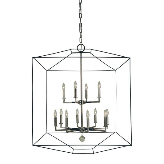 12-Light Polished Nickel/Matte Black Isabella Chandelier - 5308 PN/MBLACK by Framburg
