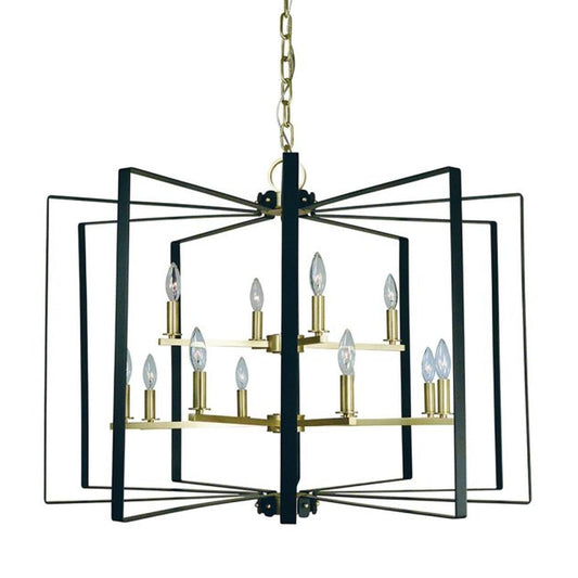 12-Light Satin Brass/Matte Black Camille Chandelier - 3058 SB/MBLACK by Framburg