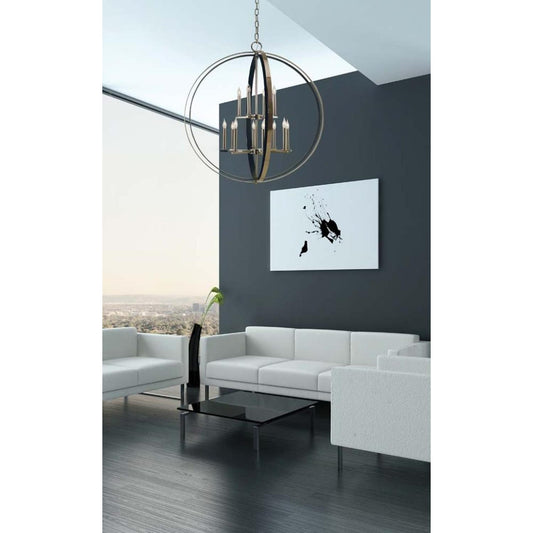 12-Lt Brushed Brass/Matte Black Constellation Dining Chandelier - 4658 BR/MBLACK by Framburg