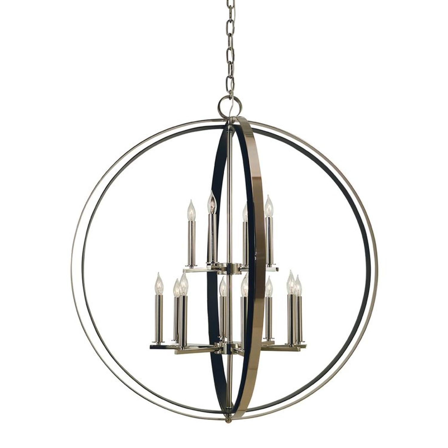 12-Lt Polished Nickel/Matte Black Constellation Pendant - 4658 PN/MBLACK by Framburg