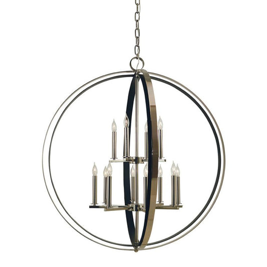12-Lt Polished Nickel/Matte Black Constellation Pendant - 4658 PN/MBLACK by Framburg