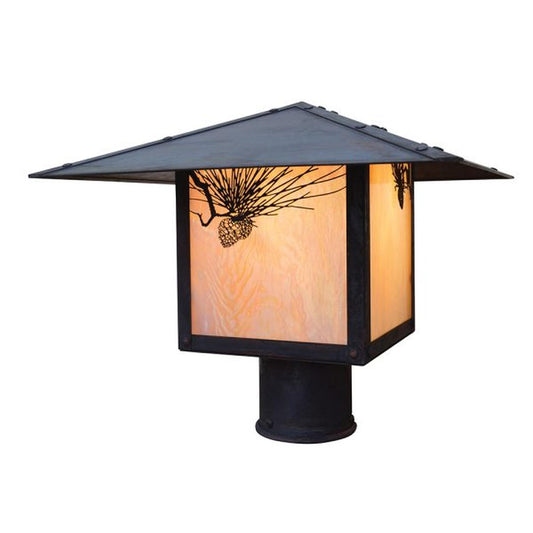 12″ Monterey Post Mount With Pine Needle Filigree - MP-12PFGW-MB - Mission Brown by Arroyo Craftsman