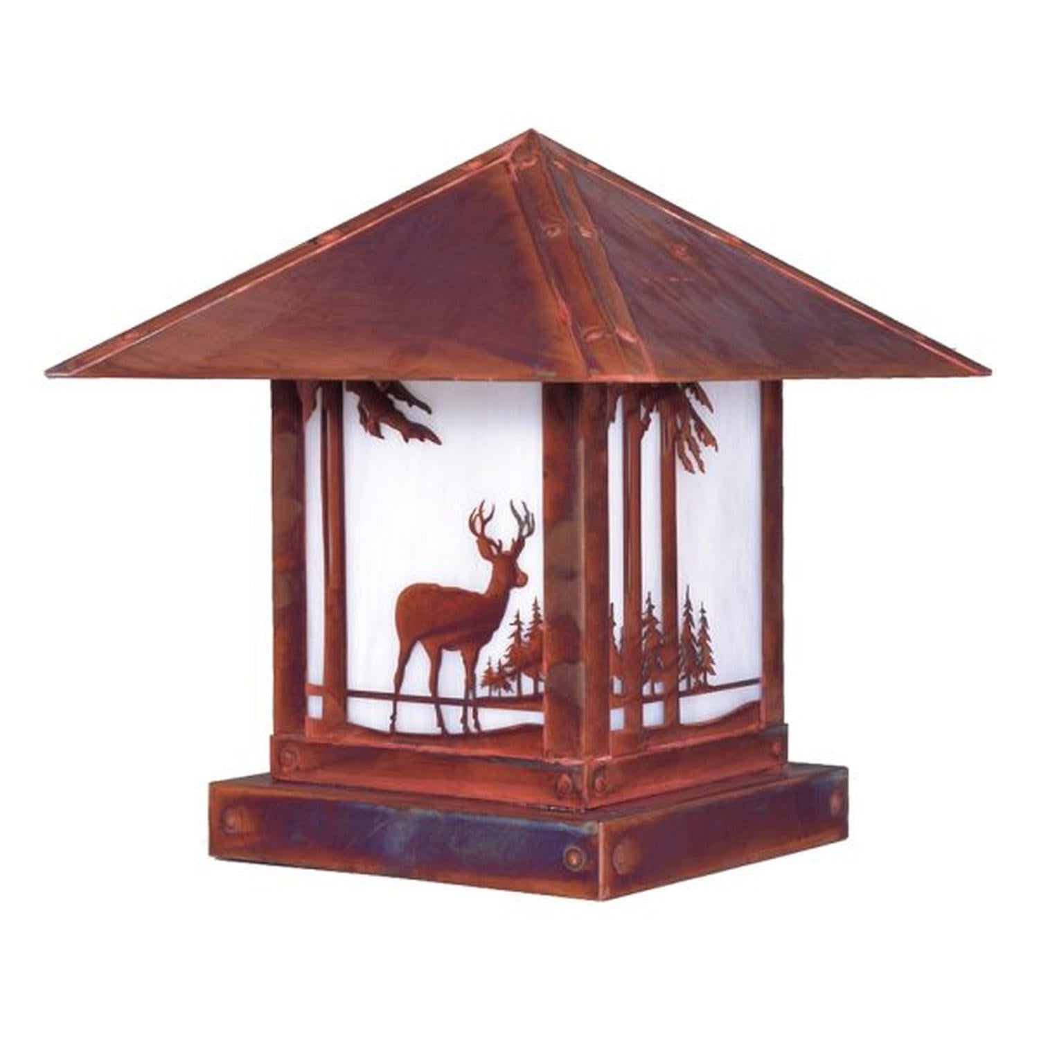 12″ Timber Ridge Column Mount With Deer Filigree - TRC-12DRWO-RC - Raw Copper by Arroyo Craftsman