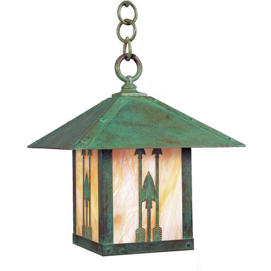 12″ Timber Ridge Pendant With Arrow Filigree - TRH-12ARWO-VP - Verdigris Patina by Arroyo Craftsman
