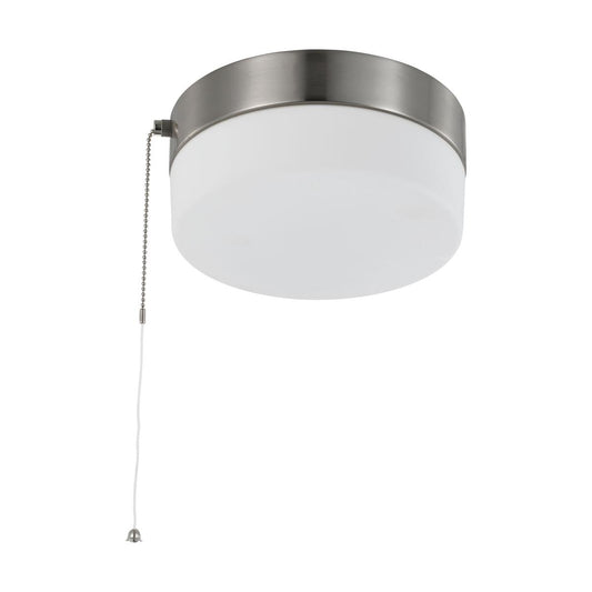 12 Watt - 8 inch - LED Flush Mount Fixture with Pull Chain - Brushed Nickel with Frosted Glass - Satco 62-1566