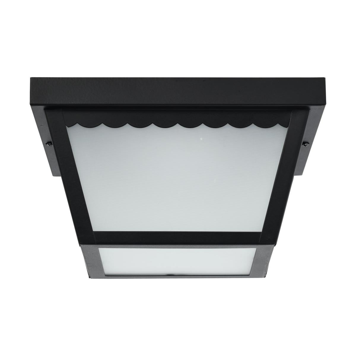 12 Watt - 9 inch - LED Carport Flush Mount Fixture - 3000K - Dimmable - Black Finish with Frosted Glass - Satco 62-1572