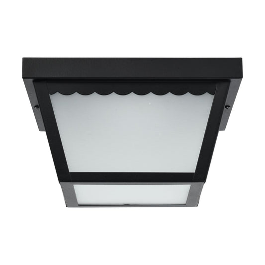 12 Watt - 9 inch - LED Carport Flush Mount Fixture - 3000K - Dimmable - Black Finish with Frosted Glass - Satco 62-1572