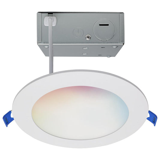 12 Watt - LED Direct Wire - Low Profile Downlight - 6 Inch Round - Starfish IOT - Tunable White and RGB - 120 Volt - 90 CRI - White Finish - Satco S11562