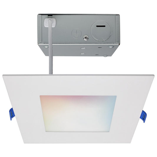12 Watt - LED Direct Wire - Low Profile Downlight - 6 Inch Square - Starfish IOT - Tunable White and RGB - 120 Volt - 90 CRI - White Finish - Satco S11563
