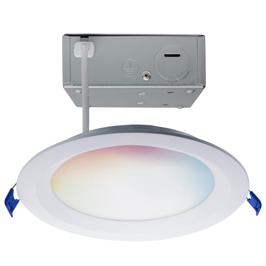 12 Watt - LED Direct Wire - Low Profile Regress Baffle Downlight - 6 Inch Round - Starfish IOT - Tunable White and RGB - 120 Volt - 90 CRI - White Finish - Satco S11566