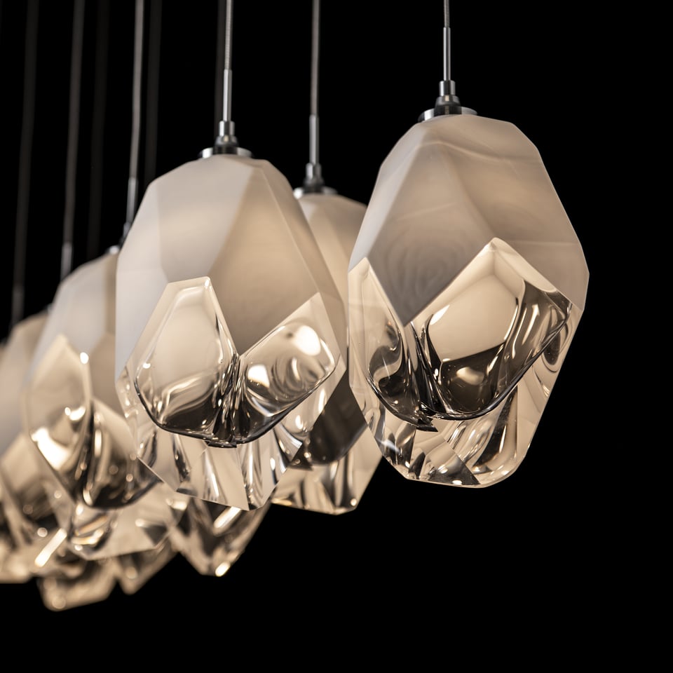 Hubbardton Forge Chrysalis 10-Light Crystal Pendant with Adjustable Height & Dimmable Feature