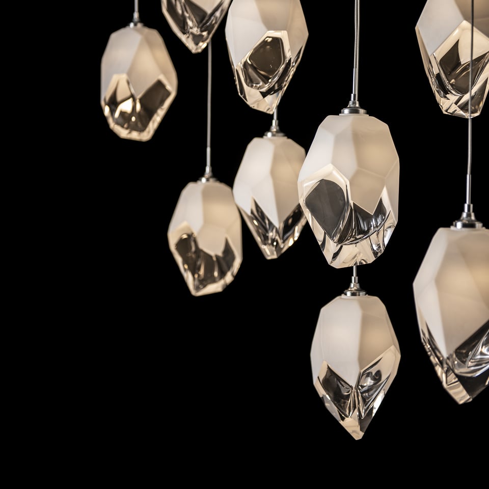 Hubbardton Forge Chrysalis 10-Light Crystal Pendant with Adjustable Height & Dimmable Feature