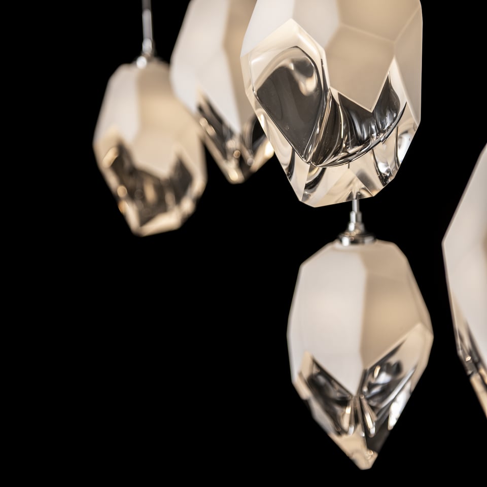 Hubbardton Forge Chrysalis 10-Light Crystal Pendant with Adjustable Height & Dimmable Feature