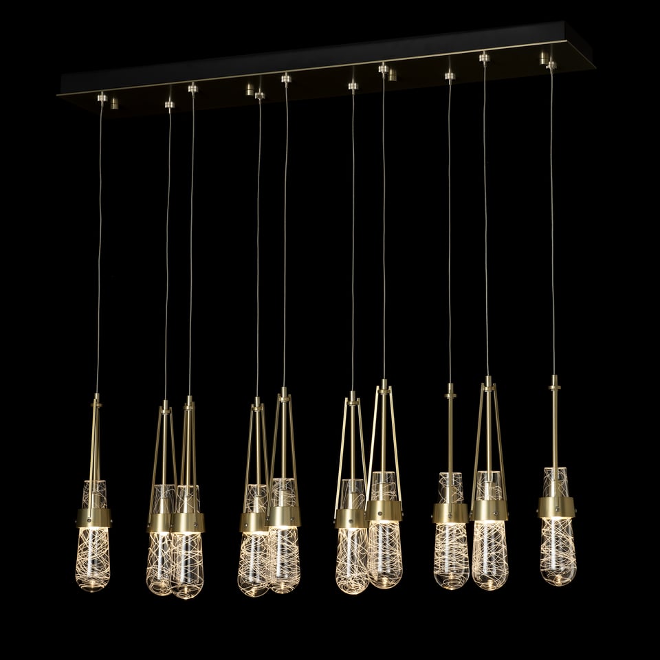 Link 10-Light Adjustable Blown Glass Pendant by Hubbardton Forge - Handmade Dimmable Elegance