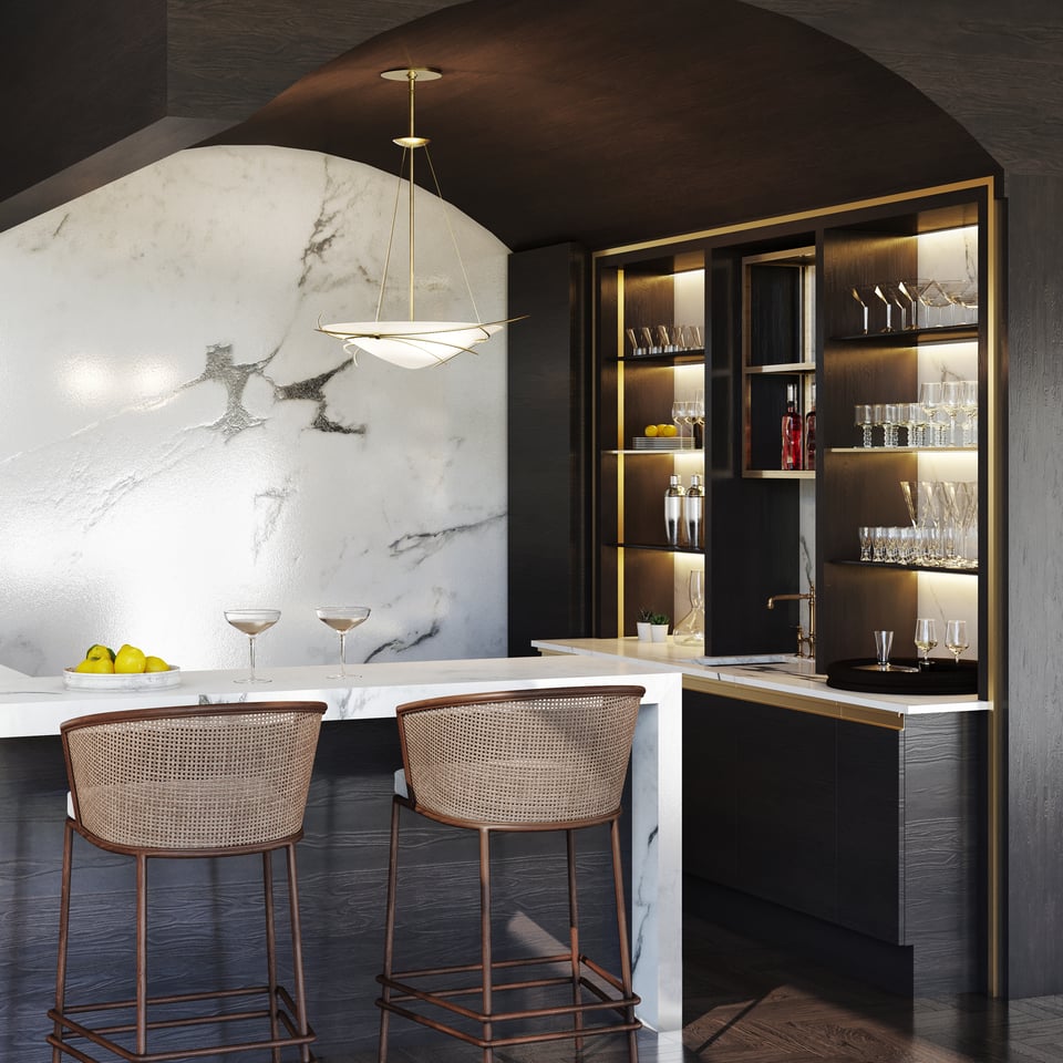 Wisp Pendant Light by Hubbardton Forge, Dimmable, Multiple Finish Options, Customizable Height, 3 Bulb Design