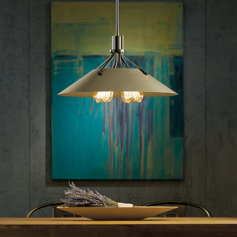 Hubbardton Forge Henry Pendant Light Fixture With 4 Bulb Capacity, Artisan Craftsmanship, & Adjustable Height