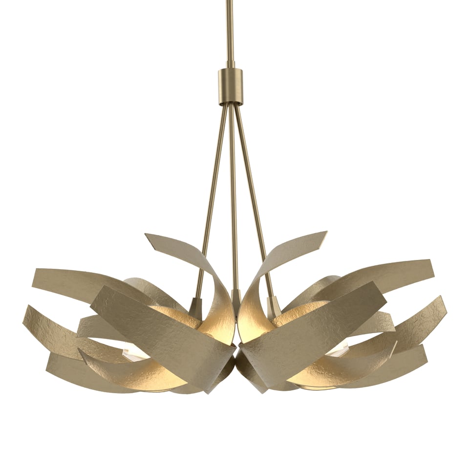 Corona Pendant Light by Hubbardton Forge, Handcrafted Steel, Dimmable, Frosted Glass Shade, 21" H x 26.9" D