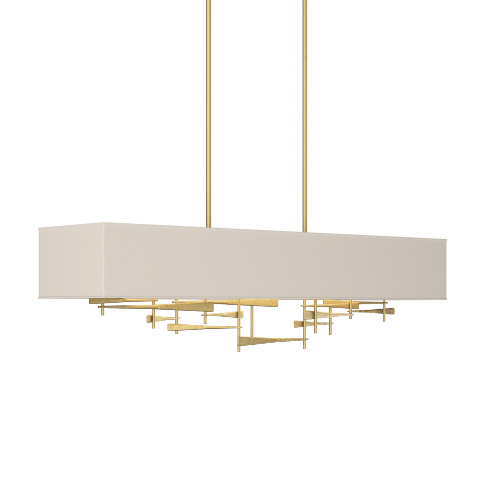 Hubbardton Forge Cavaletti Pendant Light, Handcrafted Steel, Dimmable, Linen Shade, Adjustable Height