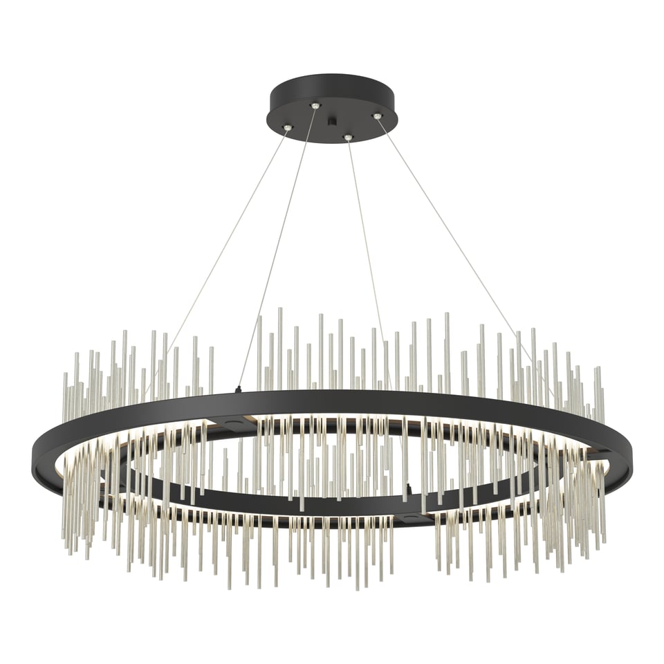 Gossamer Circular LED Pendant Light 2000 Lumens by Hubbardton Forge, Adjustable Height, 38" Diameter