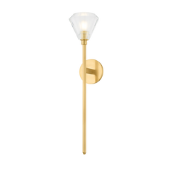 Maspeth Sconce 25"H by Hudson Valley Lighting - Aged Brass with K9 Crystal Floral Design