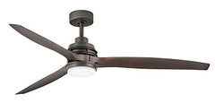 Artiste 60" LED Smart Fan - Metallic Matte Bronze Finish - Walnut Blades - Etched Opal Glass Light - Hinkley Lighting