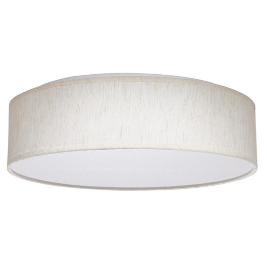 15 inch - CCT Selectable - Fabric Drum LED Decor Flush Mount Fixture - Beige Fabric Shade - Acrylic Diffuser - Satco 62-998