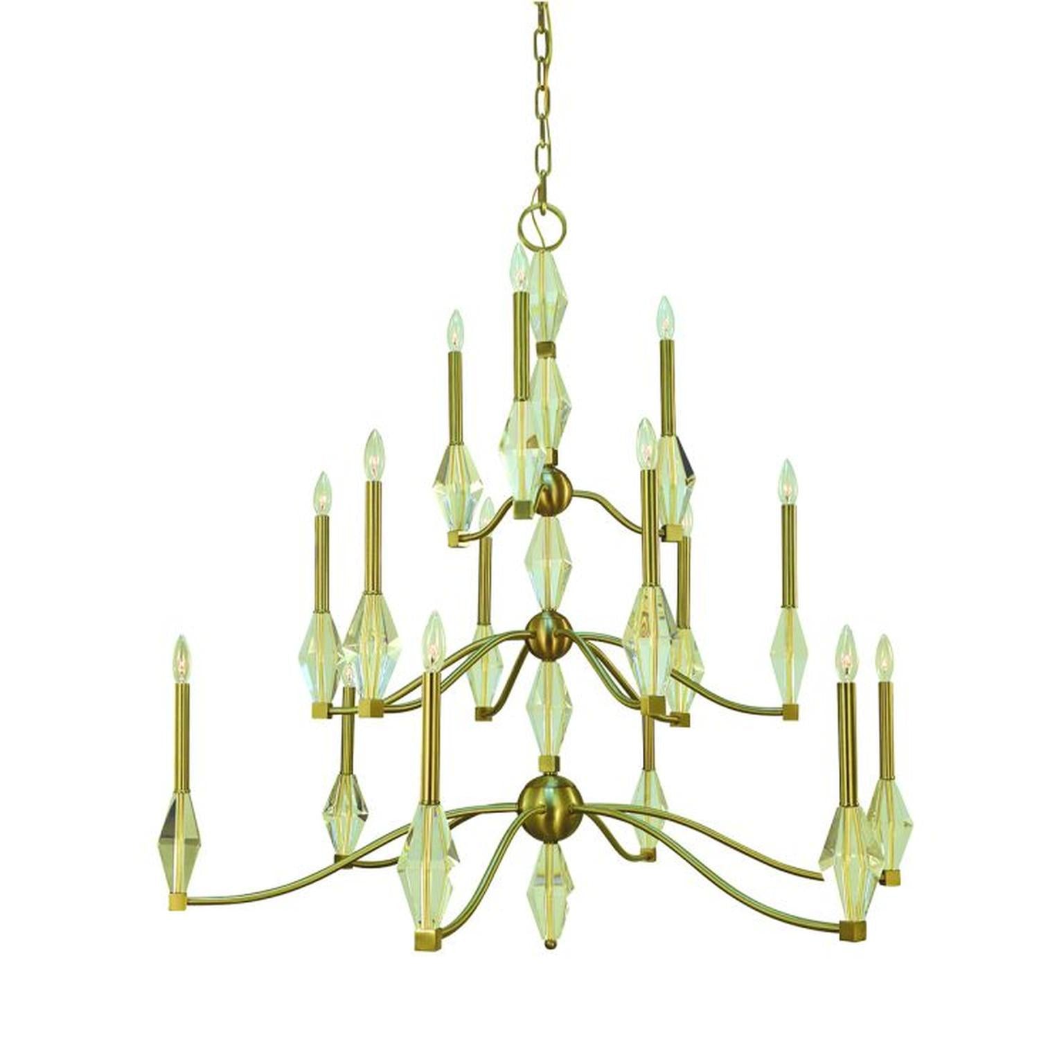 15-Light Brushed Brass Vivian Dining Chandelier - 5668 BR by Framburg