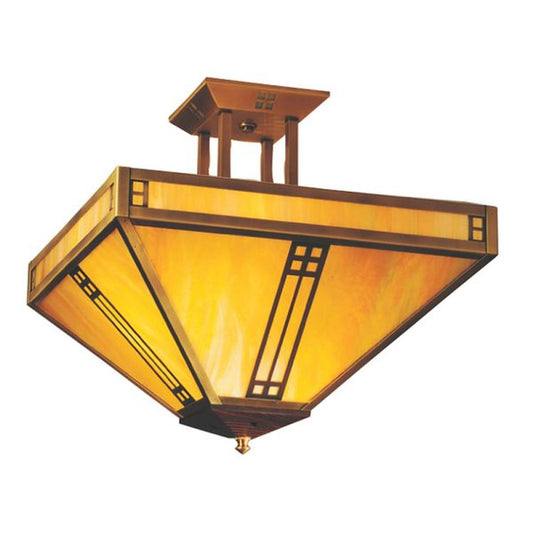 15″ Prairie Inverted Ceiling Mount - PIH-15GW-AB - Antique Brass by Arroyo Craftsman