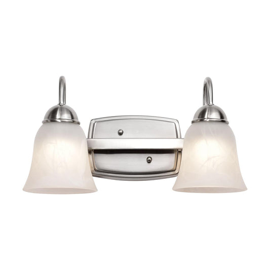 15 Watt - LED 2 Light Vanity Fixture - 3000K - Brushed Nickel with Alabaster Glass - Satco 62-1568