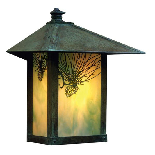 16″ Evergreen Flush Wall Mount With Pine Needle Filigree - EW-16PFGW-VP - Verdigris Patina by Arroyo Craftsman