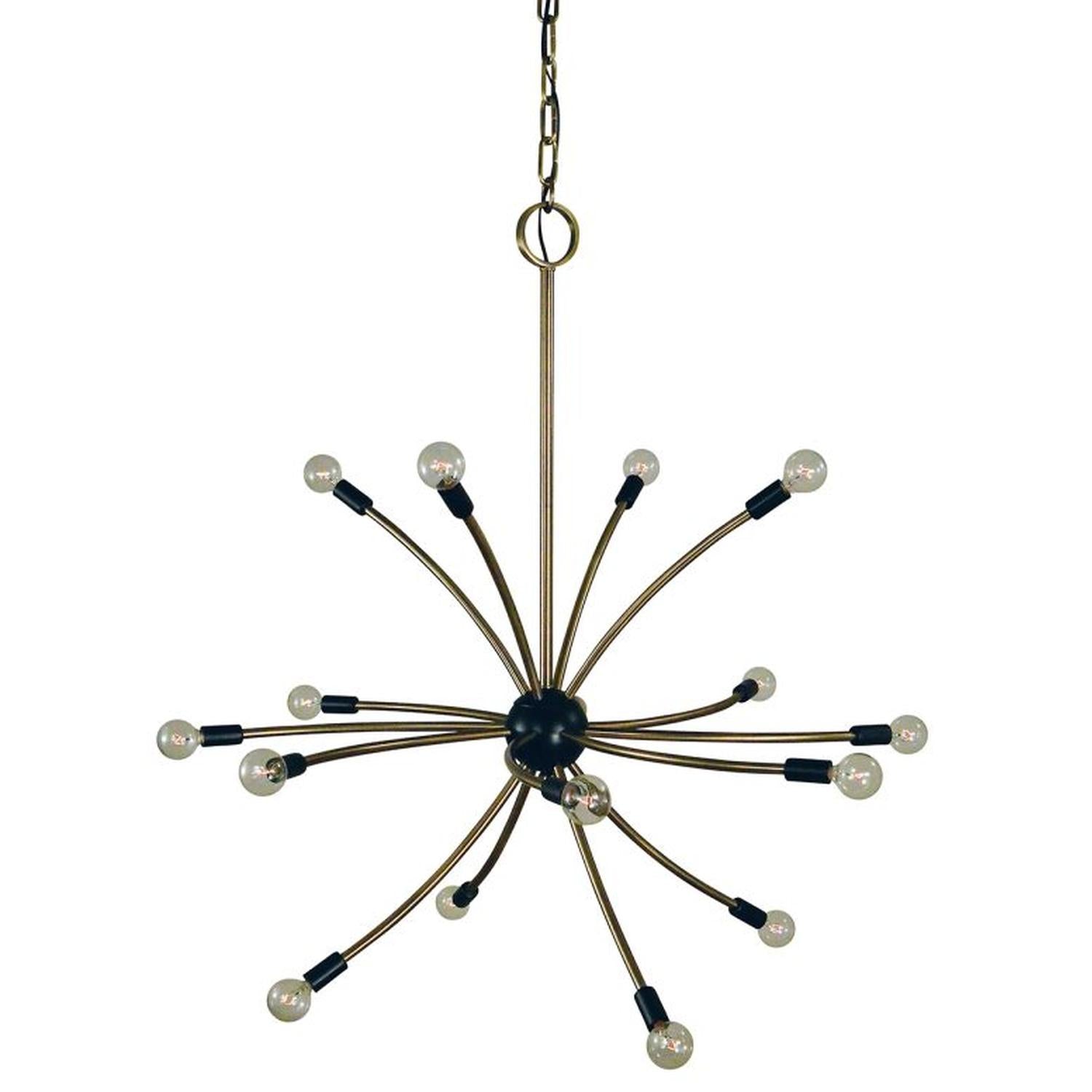 16-Light Antique Brass/Matte Black Comet Foyer Chandelier - L1076 AB/MBLACK by Framburg