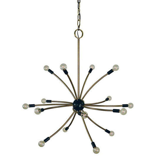 16-Light Antique Brass/Matte Black Comet Foyer Chandelier - L1076 AB/MBLACK by Framburg