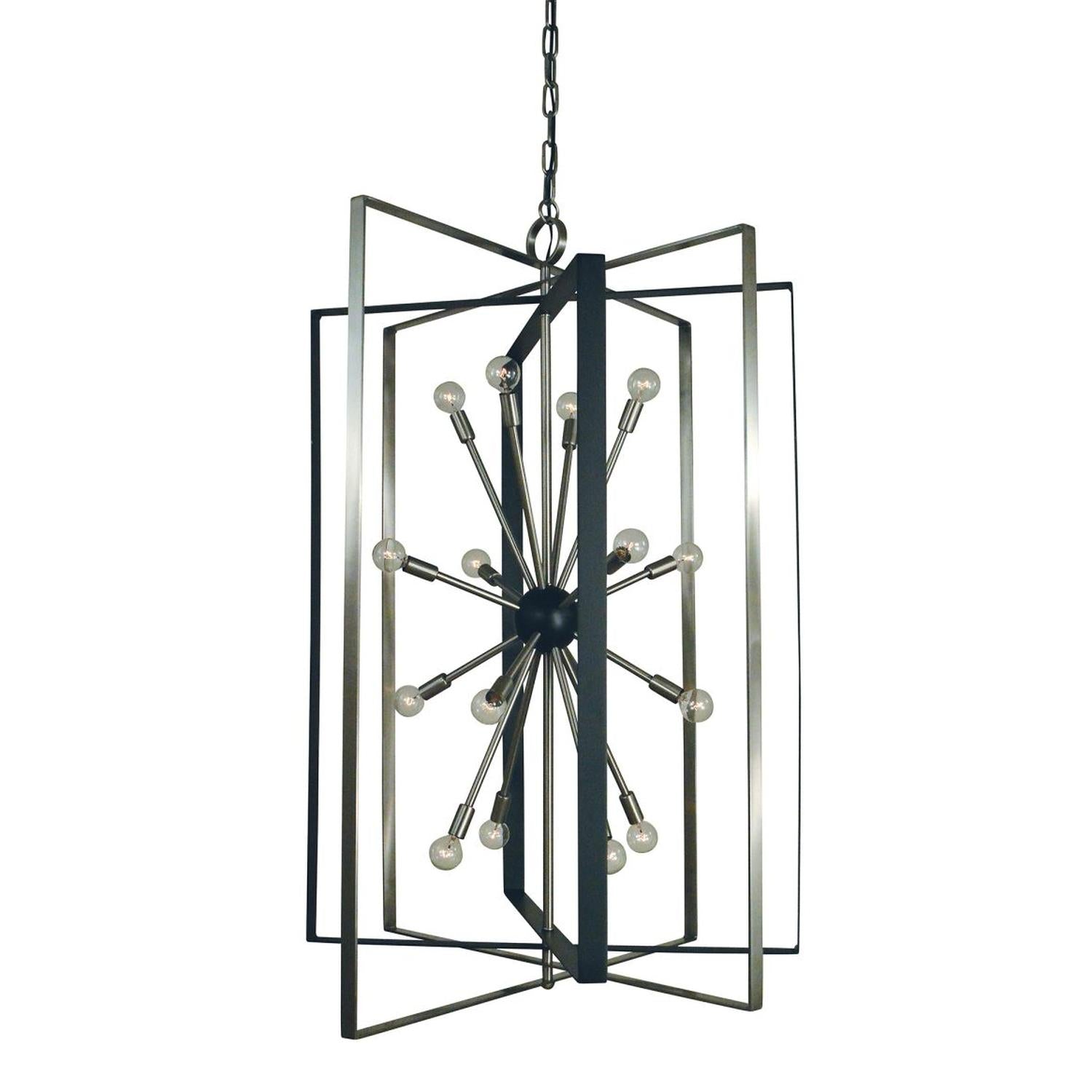 16-Light Brushed Nickel/Matte Black Interstellar Chandelier - L1092 BN/MBLACK by Framburg