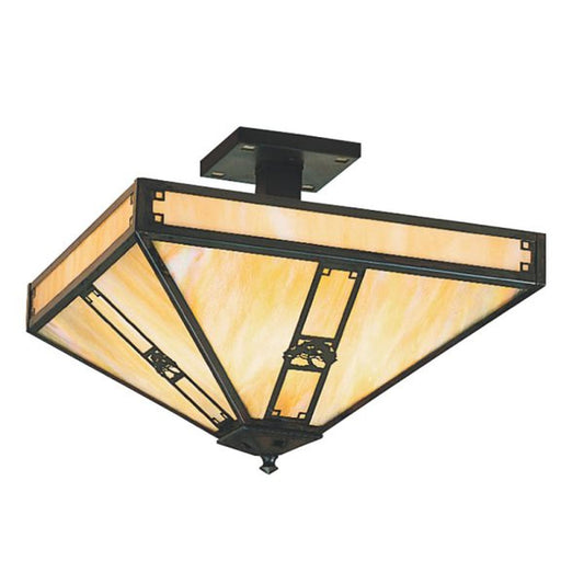 16″ Pasadena Inverted Ceiling Mount With Oak Tree Filigree - PIH-16OGW-BZ - Bronze by Arroyo Craftsman