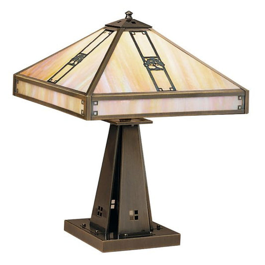 16″ Pasadena Table Lamp With Oak Tree Filigree - PTL-16OGW-AB - Antique Brass by Arroyo Craftsman
