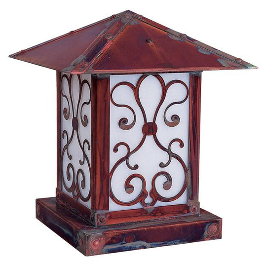 16″ Timber Ridge Column Mount With Ashbury Filigree - TRC-16ASWO-RC - Raw Copper by Arroyo Craftsman