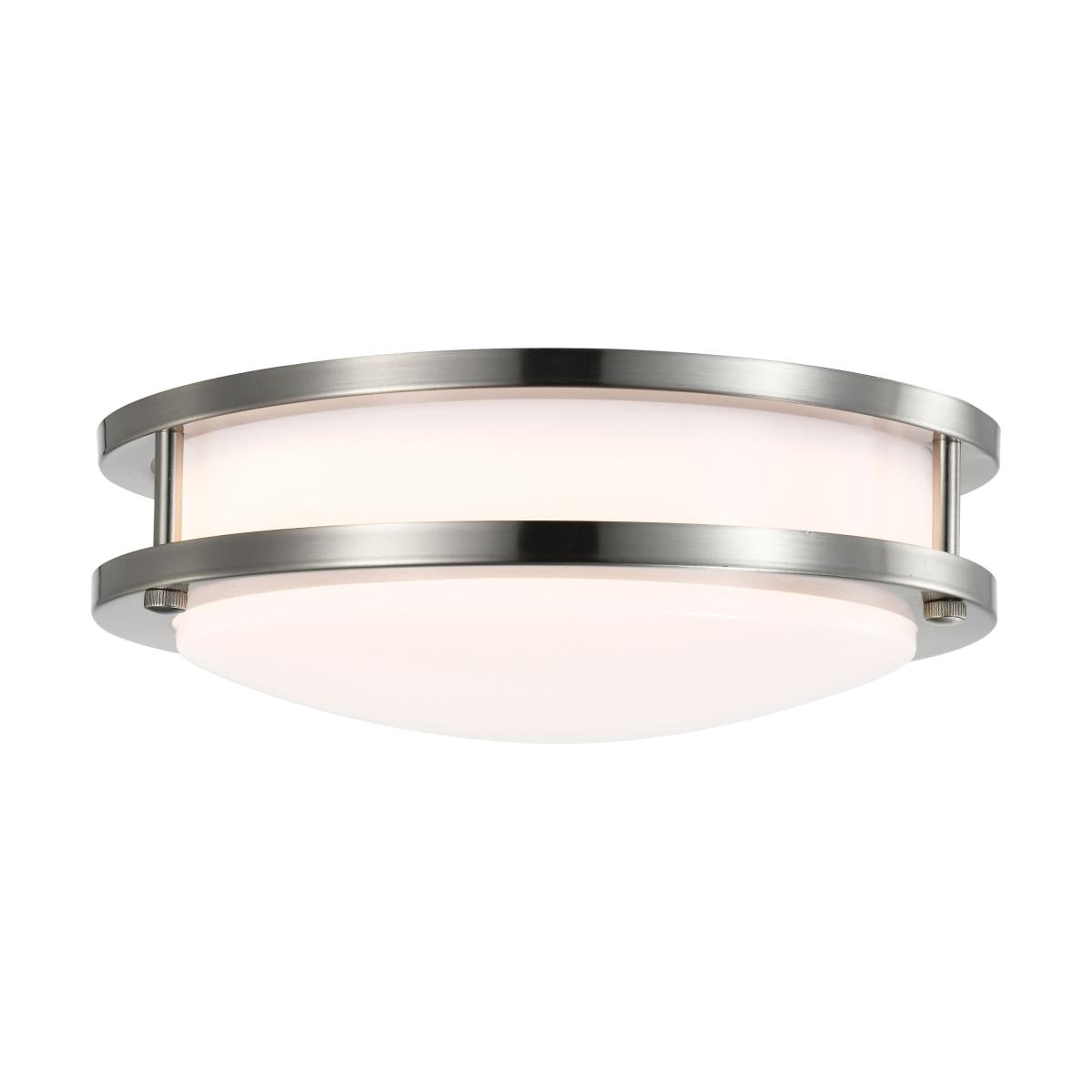 16 Watt - 10 inch - LED Flush Mount Fixture - 3000K - Dimmable - Brushed Nickel - White Lens - Satco 62-1561