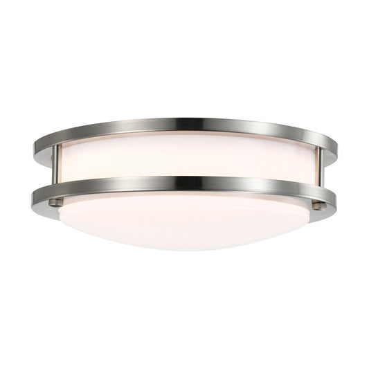 16 Watt - 10 inch - LED Flush Mount Fixture - 3000K - Dimmable - Brushed Nickel - White Lens - Satco 62-1561