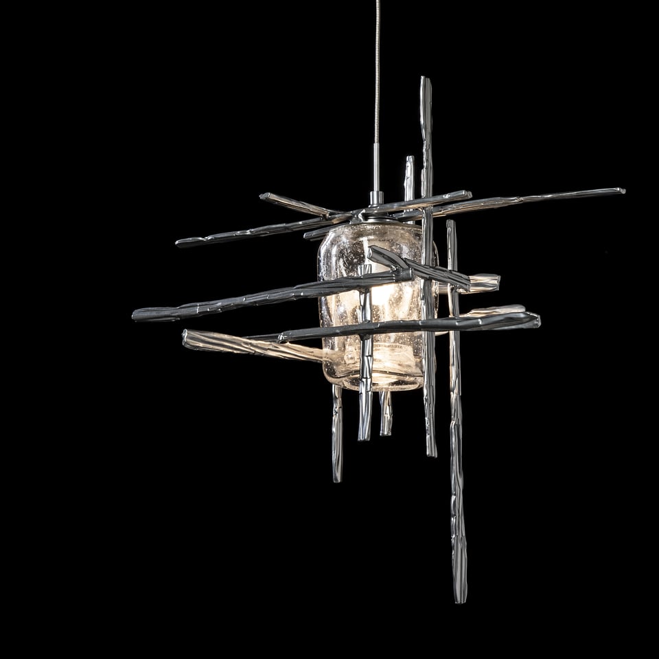 Tura Seeded Glass Low Voltage Mini Pendant Light by Hubbardton Forge, Dimmable, Multiple Finishes