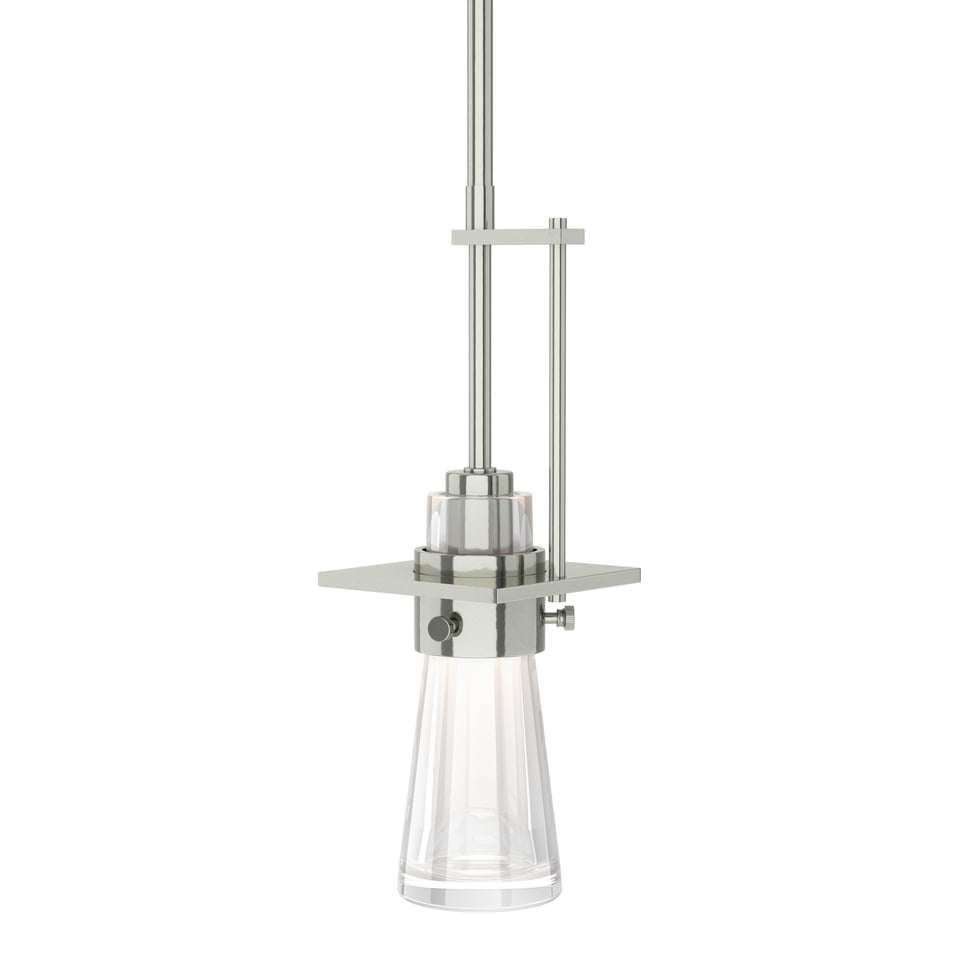Erlenmeyer Mini Pendant Light by Hubbardton Forge, Adjustable 14.8" to 59.8", Clear Glass Shade