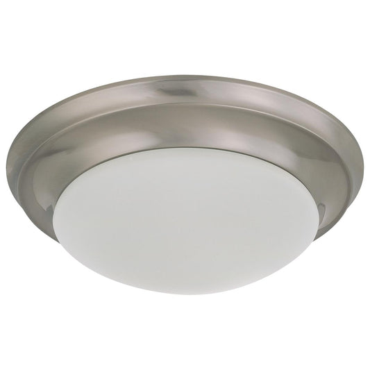 18W - Flush Mount Twist & Lock Fixture - LED - 12 in. - Brushed Nickel Finish - Frosted Glass - Satco 62-686