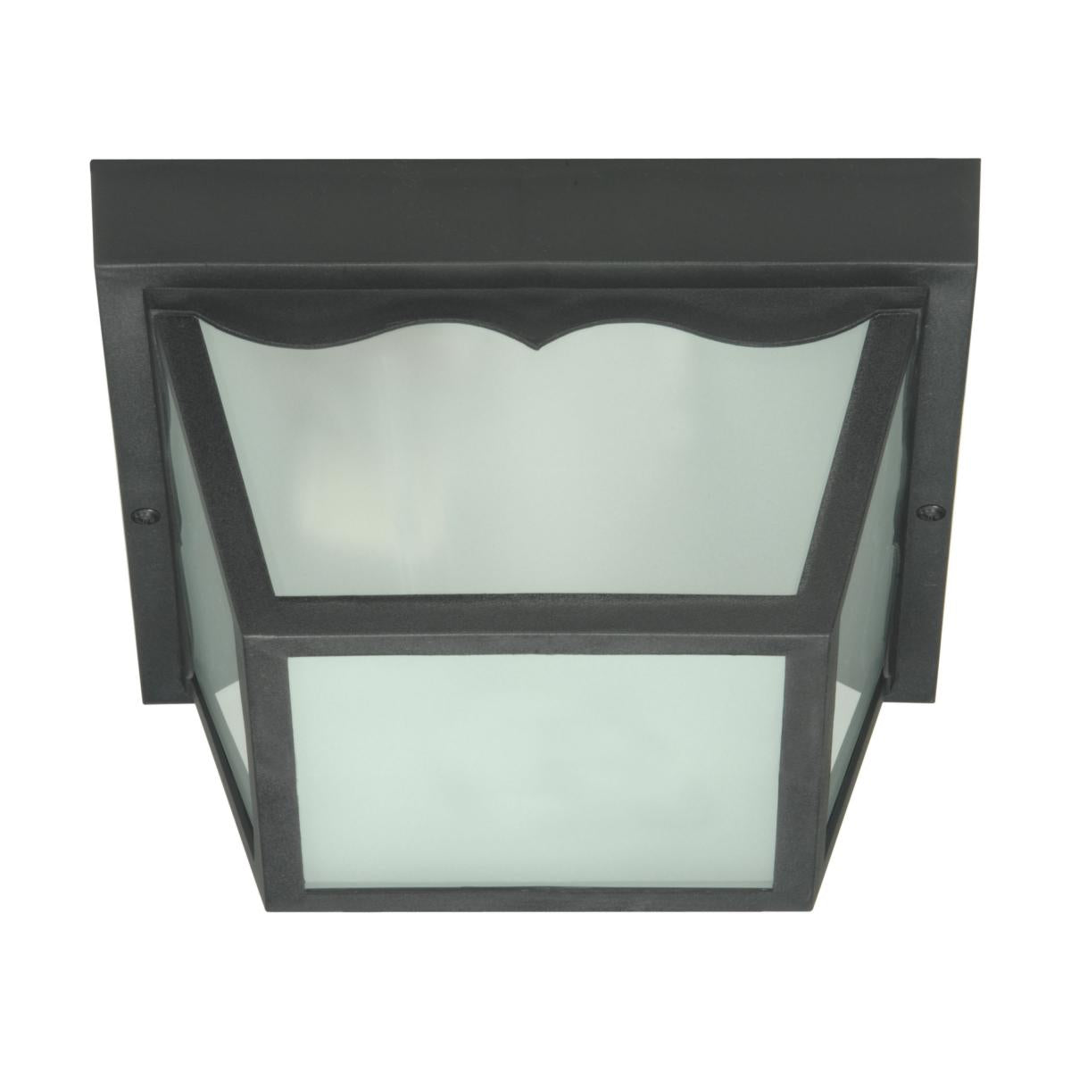 2 Light - 10'' Carport Flush with Frosted Acrylic Panels - Black Finish - Satco SF77-891